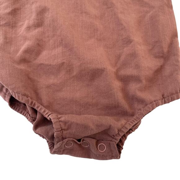 Hadas Baby Girl Summer Brown Linen Blend Ruffled Romper 12-18 Months - Picture 3 of 6